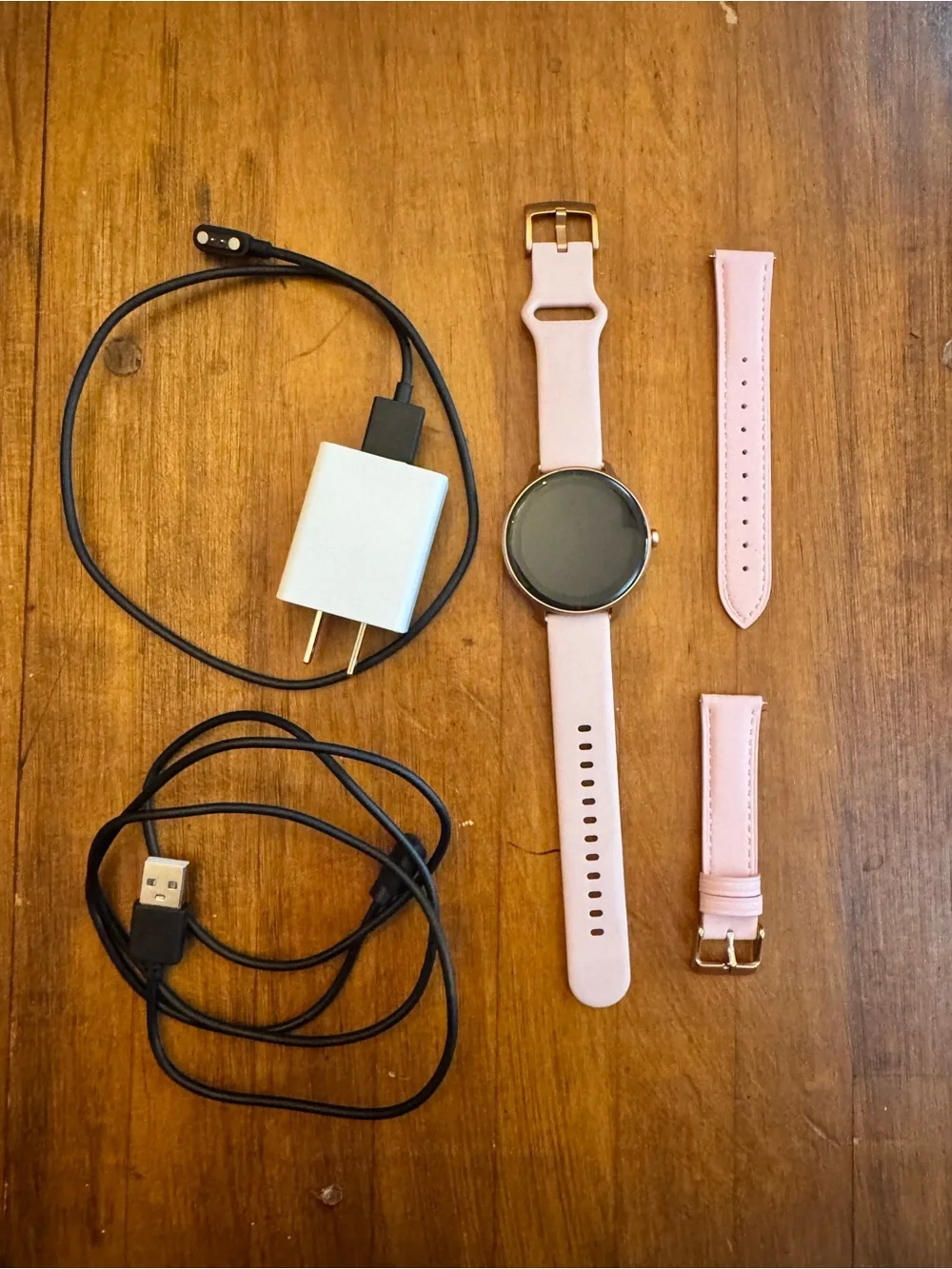 Pink Smartwatch with Interchangeable Bands